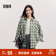森馬（Semir）[商場(chǎng)同款]長(cháng)袖襯衫女中長(cháng)款oversize春2025格紋上衣101125105007