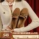 接吻貓KISSCAT[好彩系列]樂福鞋女春新款平底單鞋KA54201-51 深棕銅色/土棕駝色 34