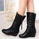 百麗踏時(shí)尚馬丁靴女2025冬新款加絨加厚保暖靴子韓版平底中筒短靴棉靴女 黑色單里【坡跟款】 42 正碼