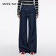 MISS SIXTY【進(jìn)口牛仔面料】2025秋季新款牛仔褲女喇叭褲 深藍短版 25