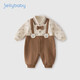 JELLYBABY嬰兒加絨哈衣秋冬新生兒假兩件爬服紳士秋季衣服男寶連體衣秋裝