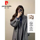 皮爾卡丹感雙面羊毛羊毛大衣女2025冬季新款赫本風(fēng)小個(gè)子加厚毛呢外套針織 灰色【羊絨大衣】 S .