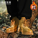 馬克華菲（MARK FAIRWHALE）男士真皮馬丁靴冬季男鞋加絨保暖皮靴英倫風(fēng)大黃靴情侶款工裝鞋女 姜黃 41 【男碼】本款為標準皮鞋碼