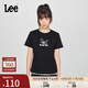 Lee25新品標準版圓領(lǐng)蝴蝶圖案印花女短袖T恤休閑潮流LWT0098704LE 黑色 M