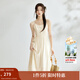茵曼（INMAN）中式國風(fēng)盤(pán)扣女裝吊帶背心連衣裙2025夏季新品文藝高級氣質(zhì)A字裙 米杏色 M