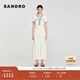 SANDRO春夏女裝法式簡約氣質(zhì)白色撞色鏤空長款針織連衣裙 10/白色 S