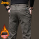 JEEP吉普休閑褲男秋冬季商務(wù)直筒褲子男士寬松百搭男褲 咖啡色 36