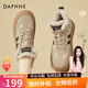 DAPHNE達芙妮德訓鞋女加絨保暖秋冬新款復古美拉德厚底休閑運動(dòng)高幫板鞋冬 駝色 加絨 跟高4cm 37 (235mm) 標準碼