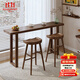 愛(ài)極客侘寂風(fēng)實(shí)木吧臺桌椅組合民宿餐廳廚房島臺家用靠墻靠窗隔斷高腳桌 單桌：100*45*105cm 板厚5cm