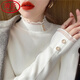 浪莎毛衣女秋冬新款2025年洋氣內搭針織衫半高領(lǐng)修身蕾絲加絨打底衫女