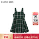 E·LAND KIDS衣戀女童連衣裙秋季新品復古格紋收腰裙子 Green綠色/40 140