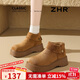 ZHR雪地靴女復古勃肯短靴松糕厚底增高棉鞋加絨馬丁女靴KD109A駝色37
