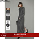 COCOBELLA手工壓褶半高領(lǐng)赫本風(fēng)長(cháng)袖連衣裙女秋氣質(zhì)長(cháng)裙FR3015 深花灰 L