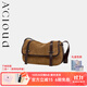 A.Cloud漫游者郵差包復古大容量新款牛皮復古女包大容量斜挎包禮物 卡其燈芯絨牛皮（中號）