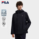 FILA 斐樂(lè )官方男士梭織外套冬新款時(shí)尚休閑寬松連帽拉鏈外套 傳奇藍-NV XL 180/100A/XL