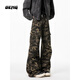 OEMG  美式高街迷彩牛仔褲子男士秋季新款hiphop寬松微喇休閑拖地長(cháng)褲 迷彩 XL [建議110-130斤]
