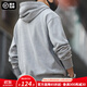 馬登工裝美式復古連帽衛衣男純色休閑上衣秋季男裝外套男士運動(dòng)帽衫 灰色 L
