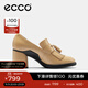 愛(ài)步（ECCO）高跟鞋女 優(yōu)雅流蘇深口牛皮粗跟正裝單鞋女  雕塑奢華222663 HL 裸色22266301211 36