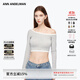 ANN ANDELMAN【陳佳儀同款】官方直營(yíng)露肩長(cháng)袖T恤女短款高腰上衣薄款皮膚衣 灰色 XS