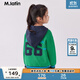 M.Latin/馬拉丁童裝兒童外套冬新款女大童撞色間條學(xué)院風(fēng)連帽毛衣外套 翠綠 110 cm
