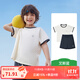 KocotreeKK樹2024新款原紗童裝運(yùn)動速干衣兒童t恤男童上衣短袖女童夏裝薄 艾斯藍(lán)T恤套裝 130