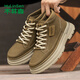 木林森休閑男鞋秋冬季馬丁靴工裝戶(hù)外登山徒步經(jīng)典百搭厚底耐磨透氣 卡其色 41