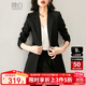 晚白【新品】通勤百搭小西裝女2025秋氣質(zhì)修身顯瘦中長(cháng)款西服外套 黑色 M