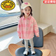 G.duck小黃鴨女童秋款襯衣26新款純棉格子襯衫小童寶寶休閑百搭長(cháng)袖上衣 粉色【卡通格子襯衫】 140
