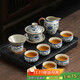 不拙茶具整套功夫茶具套裝家庭用客廳高檔青花瓷汝窯蓋碗9入泡茶套裝