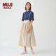 無(wú)印良品（MUJI）IDEE 女式 強捻 兩穿裙 女夏季款裙子 棉麻 吊帶裙  GAD14C4S 米白色 L (165/72A)