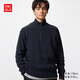 優(yōu)衣庫男女裝souffle yarn舒芙蕾半拉鏈針織衫毛衣毛衫新款478546 69 藏青色 L /175/100A
