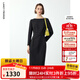 朗姿法式一字領(lǐng)設計感復古小香風(fēng)禮服裙優(yōu)雅冬季新款高級感連衣裙 黑色 L