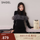 SNIDEL秋冬薄紗吊帶半高領(lǐng)針織連衣裙兩件套SWNO245065 黑色 均碼 （F）