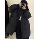 鹿王戀雪時(shí)尚羽絨棉服女2025冬季新款蝙蝠袖寬松加厚保暖中長(cháng)款棉襖外套 黑色 L 145-175斤