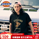 dickies重磅寬松短袖T恤 休閑百搭趣味圖案印花純棉男女同款半袖 黑色 （寬松版型） 2XL
