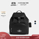 蔻馳（COACH）【專(zhuān)享直降】奧萊女士經(jīng)典老花PACE雙肩包背包牛皮革織物迷你休閑 銀色硬件/黑色/黑色
