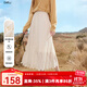 百圖（betu）女裝2025年秋季新款半身裙波嬉風(fēng)鏤空蕾絲高級感裙子女2509T79 杏色 M