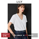 LILY2025春新款女裝簡(jiǎn)約假兩件V領(lǐng)正肩寬松休閑百搭白色短袖T恤 601白色 M