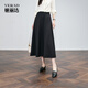 婭麗達【早八通勤系列】赫本風(fēng)仿毛呢黑色半身裙女秋冬新款中長(cháng)裙 隕石黑-常規款-后腰松緊（A0） L