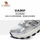 駱駝（CAMEL）光波男鞋女鞋復古慢跑步厚底緩震休閑運動(dòng)鞋子 4016，象牙白/淺米白，女 37