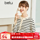 betu百圖女裝2022秋季新款毛針織衫圓領(lǐng)時(shí)尚條紋開(kāi)衫拼色設計針織衫女2208T01 黑白條 XS