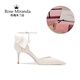 玫瑰米蘭達RoseMiranda高跟鞋婚鞋法式氣質(zhì)中空涼鞋女 【超細纖維】【6.5CM跟高 米白色】 39