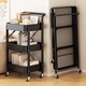卓博落地置物架推車(chē)零食架層架客廳儲物架收納架SJ15黑色3層帶扶手