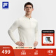 FILA 斐樂(lè )官方男子針織長(cháng)袖上衣25冬季新款健身運動(dòng)加絨長(cháng)T抓絨打底衫 椰汁白卡其-LK L 175/96A/L