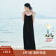茵曼（INMAN）波西米亞吊帶油畫(huà)連衣裙女2025夏季新款度假裙子 黑色 M