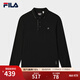 FILA 斐樂(lè )官方男子針織長(cháng)袖POLO衫2025秋季新款時(shí)尚休閑基礎上衣 正黑色-BK XL 180/100A/XL