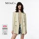 MO&Co.西裝夏亞麻混紡中性墊肩廓形輕薄款透氣時(shí)裝外套摩安珂 日曬綠 S 160