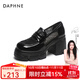 DAPHNE達芙妮厚底樂(lè )福鞋女款2025夏季新款網(wǎng)紗單鞋英倫風(fēng)松糕小皮鞋 黑色 跟高8CM 36 (230mm) 標準碼