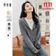 梵希蔓慵懶風(fēng)連帽毛衣開(kāi)衫外套女2025年早春新款休閑寬松短款上衣 73211 月球灰 XL