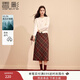 香影紅色復古格子半身裙女秋裝2025新中長(cháng)款裙子開(kāi)叉高腰a字裙 紅色 L